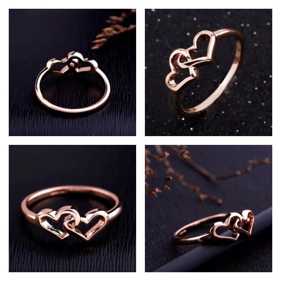 NEW!💙💎ROSE💗GOLDEN💛JOINED💛HEARTS💗RING💎💙SZ 7 - Picture 7 of 8